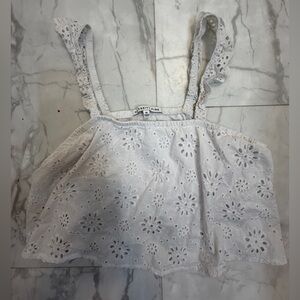 Celebrity Pink White Eyelet Lace Top